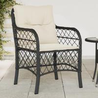 Tuinstoelen 2 st met kussens poly rattan zwart - thumbnail