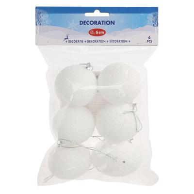 Decoratie Sneeuwballen 6cm, 6st.