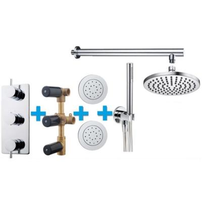 Thermostatische Inbouw Regendouche Set Wiesbaden Type 117 Body Jets Wandarm 20 cm Rond incl. Inbouwdeel Thermostatische Inbouw Regendouche Set Wiesbaden Type 117 Body Jets Wandarm 20 cm Rond incl. Inbouwdeel