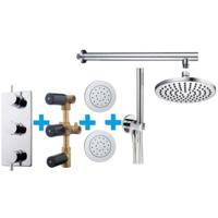 Thermostatische Inbouw Regendouche Set Wiesbaden Type 117 Body Jets Wandarm 20 cm Rond incl. Inbouwdeel - thumbnail