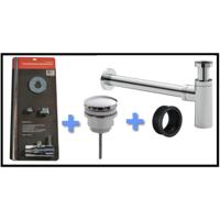 Luxe Fontein/Wastafel Aansluitset Xellanz Geno met Clickwaste en Sifon Chroom - thumbnail