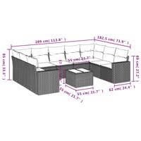 9-delige Loungeset met kussens poly rattan bruin - thumbnail