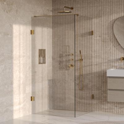 BRAUER Void Carving douchecabine met draaideur helder glas 100x100x200 incl. glascoating PVD goud geborsteld