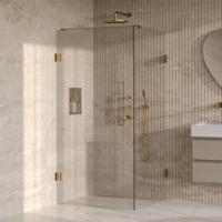 BRAUER Void Carving Douchecabine - 100x100x200cm - draaideur - glascoating - omkeerbaar - helder glas - geborsteld goud PVD GS-VOCC1H100100200GG - thumbnail