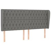 Hoofdbord met randen 203x23x118/128 cm stof donkergrijs - thumbnail