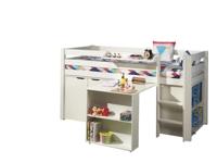Vipack halfhoogslaper Pino met bureau - incl. kast - wit - 114x105x209,3 cm - thumbnail