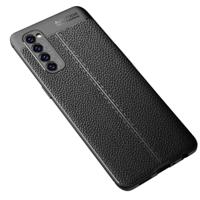 Voor OPPO Reno4 Pro 4G Litchi Texture TPU Shockproof Case(Zwart) - thumbnail