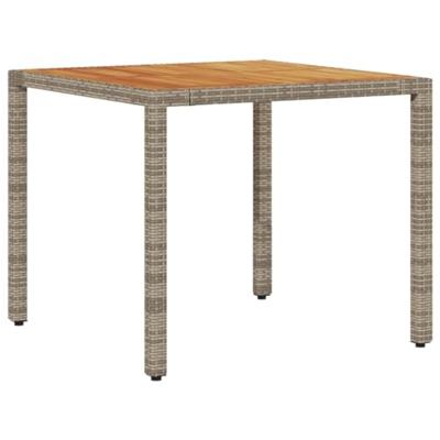 Tuintafel met acaciahouten blad 90x90x75 cm poly rattan grijs - thumbnail