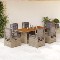 7-delige Tuinset met kussens poly rattan beige - thumbnail