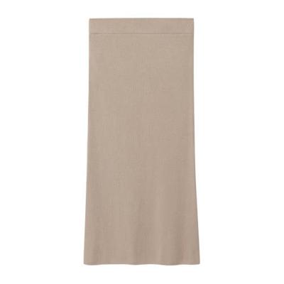 Mango ribgebreide rok beige Mango ribgebreide rok beige