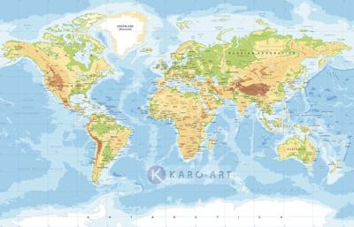 Afbeelding op acrylglas - Zeer gedetailleerde wereldkaart
