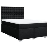 Boxspring met matras stof zwart 140x190 cm - thumbnail