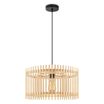 Boheemse Hanglamp - Bamboe Lampenkap - Rond - Beige - Ø40 x 126 cm - E27 fitting - Ontworpen voor gebruik in slaapkamers en werkruimtes - Inclusief 1 meter kabel
