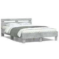 Bedframe met hoofdeinde en LED betongrijs 135x190 cm - thumbnail