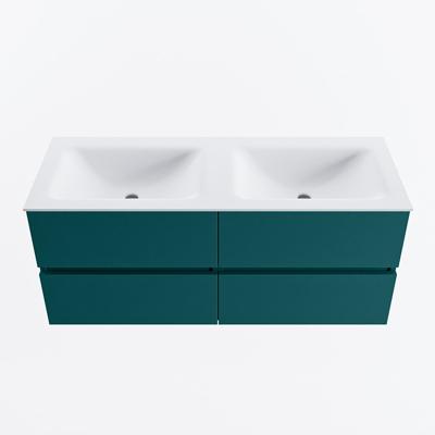 MONDIAZ VICA 120cm badmeubel onderkast Smag 4 lades. Wastafel CLOUD dubbel 2 kraangaten, kleur Talc.