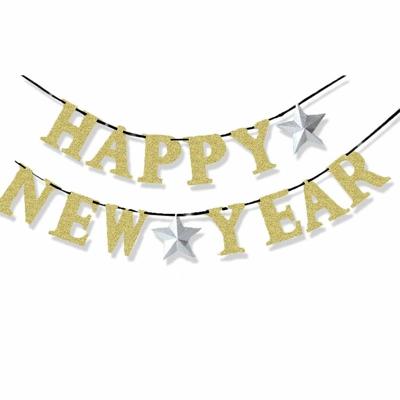 Happy New Year letterslinger Goud (360cm)
