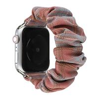 Elastisch scrunchie nylon bandje - Lichtrood / blauw - Geschikt voor Apple Watch 38mm / 40mm / 41mm / 42mm - thumbnail