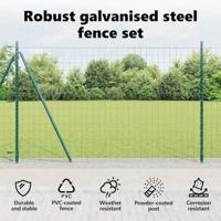 VidaXL Hek met paal groen 1,6 x 10 m staal en pvc - thumbnail
