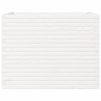 Plantenbak 90x60x68,5 cm massief grenenhout wit - thumbnail