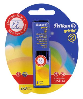 Pelikan Griffix potloodstiften, 2 mm, HB, blister van 2 doosjes van 3 stuks