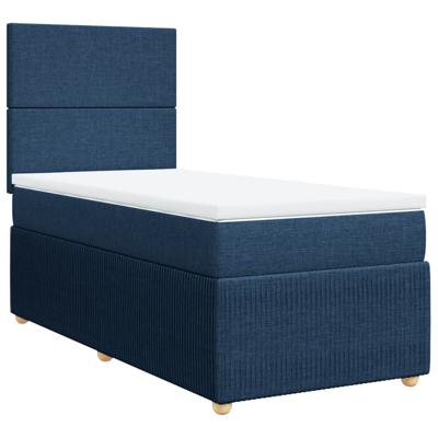 Boxspring met matras stof blauw 140x190 cm - thumbnail