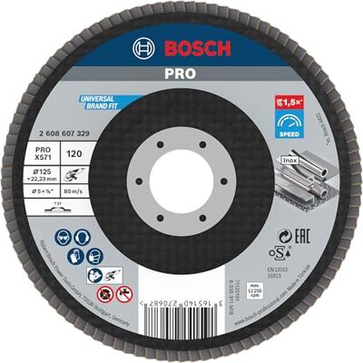 Bosch Accessories 2608607329 X571 Lamellenschijf Diameter 125 mm Boordiameter 22.33 mm Korrelgrootte (num) 120 Staal 1 stuk(s)