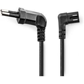 Nedis Stroomkabel | Euro Male | IEC-320-C7 | Gehoekt | Links Gehoekt | Vernikkeld | 5.00 m | Plat | PVC | Zwart | Label - CEGL11055BK50