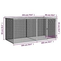 Kippenhok met dak 203x98x90 cm gegalvaniseerd staal lichtgrijs - thumbnail