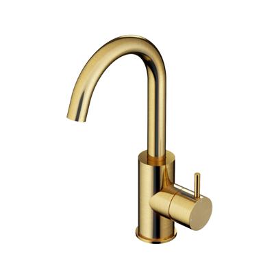 Wastafelmengkraan Hotbath Cobber 1-hendel Gebogen 27.8 cm Geborsteld Messing Living Colours