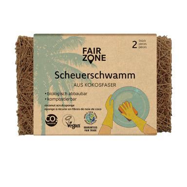 Fairzone Schuurspons - kokos - 2 stuks