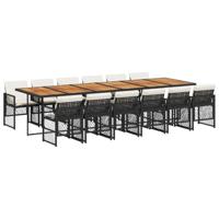 13-delige Tuinset met kussens poly rattan zwart - thumbnail