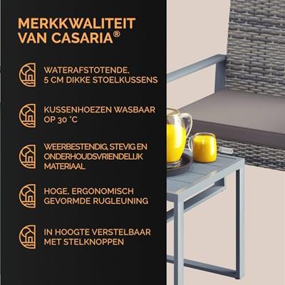 Polyrotan Balkonset Tuinset 3-delig Grijs