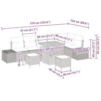 Tuinbankenset met kussen 9 pcs Beige poly rattan - thumbnail