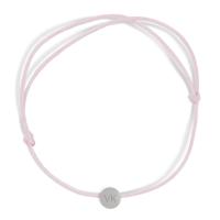 Gepersonaliseerde koord armband - Roze - Zilver rondje - thumbnail