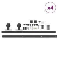 Doos met onderdelen voor schuifdeur 400 cm staal zwart - thumbnail