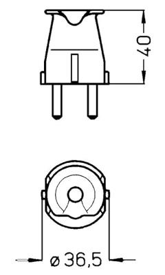 Kopp stekker plastic RA IP20 artic wit