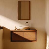 Kave Home Badkamermeubel 'Kenta' Teakhout, kleur Bruin, 90cm (excl. waskom) - thumbnail