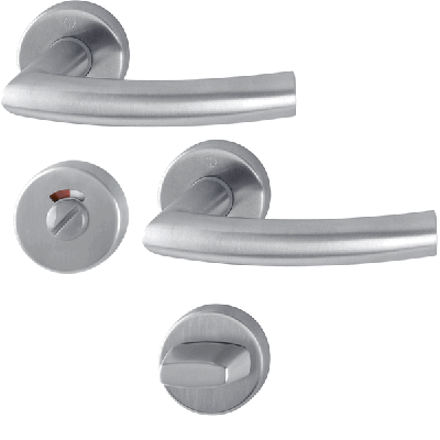 Hoppe deurkruk met wc-rozet - Trondheim - deurdikte 37/42mm - RVS