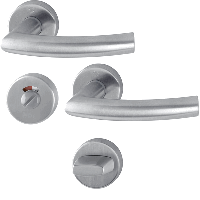 Hoppe deurkruk met wc-rozet - Trondheim - deurdikte 37/42mm - RVS - thumbnail