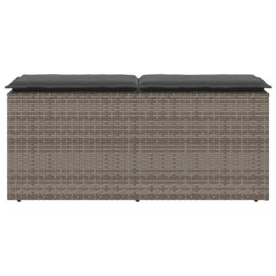 Tuinbank met kussen 110x40x44 cm poly rattan grijs - thumbnail