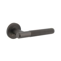 Deurkruk Rombo ruit motief op geveerde stalen rozet met nokken ø53x8mm rvs antraciet-grijs - thumbnail