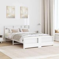 Bedframe met hoofdeinde Wit 150 x 200 cm Massief grenenhout - thumbnail