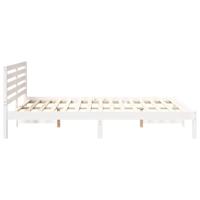Bedframe met hoofdeinde Wit 140 x 210 cm Massief grenenhout - thumbnail