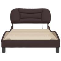 Bedframe zonder matras 100x200 cm stof donkerbruin - thumbnail