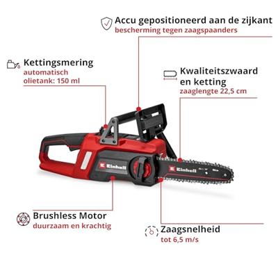 Einhell GE-LC 18/25 Li BL-Solo Accu-kettingzaag Accu Lengte mes 250 mm Softgriff