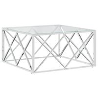 Salontafel 80x80x40 cm roestvrij staal en glas - thumbnail
