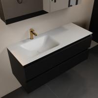 MONDIAZ AIVY 120cm badmeubel Urban, wastafel Talc solid surface links 1 kraangat met spiegelkast (AI-351631TALC-SI - AI-M120URLI - AI-C120URMI) - thumbnail