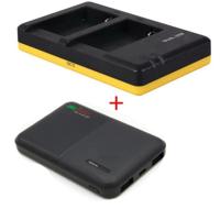 Powerpakket Deluxe: NB-10L duo oplader + 5000mAh Powerbank voor 2 Canon accu's NB-10L - thumbnail