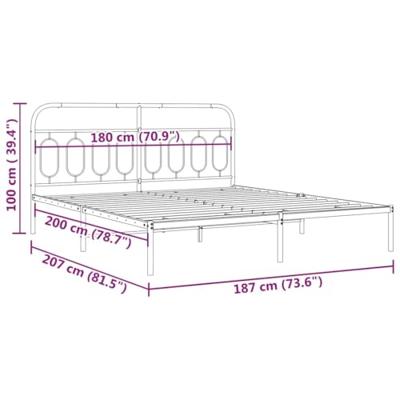Bedframe met hoofdbord metaal wit 180x200 cm