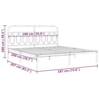 Bedframe met hoofdbord metaal wit 180x200 cm - thumbnail